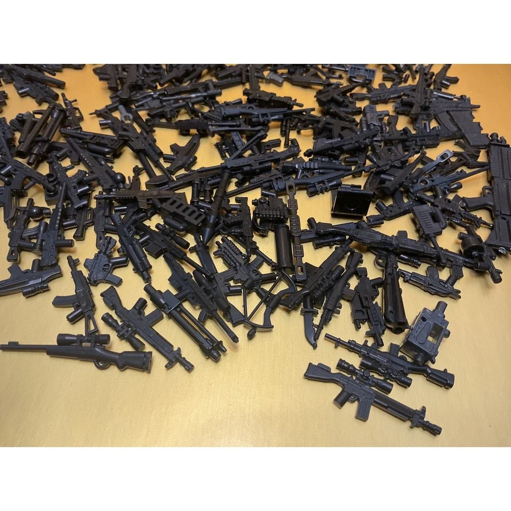 Military Weapon Accessory Lot for Building Blocks Guns Crates Barrels Sprue Set